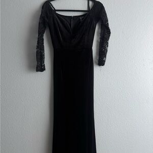 Windsor Black Velvet Long Sleeve Dress